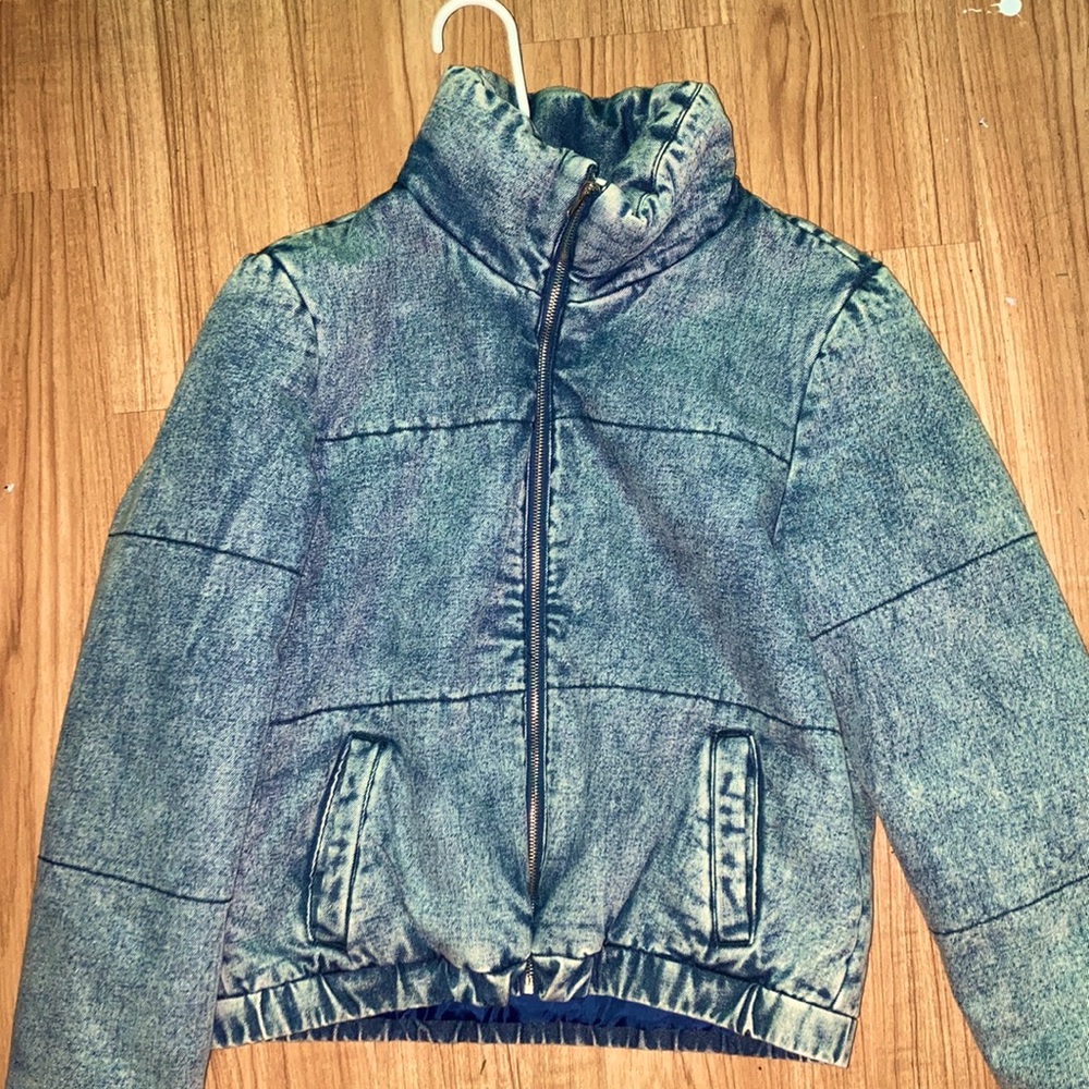 CISONO denim collection - denim puff jacket with silky interior, size M